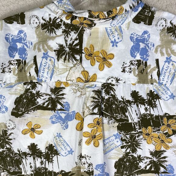 HB Harbor Bay Shirt Mens 4XL Tan Hawaiian Palm Short Sleeve Button Pocket Tropic - Picture 9 of 14